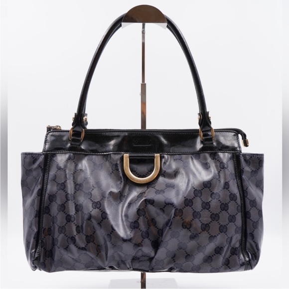 GUCCI Authentic Black Abby D Ring Crystal Shoulder Bag - Picture 1 of 15